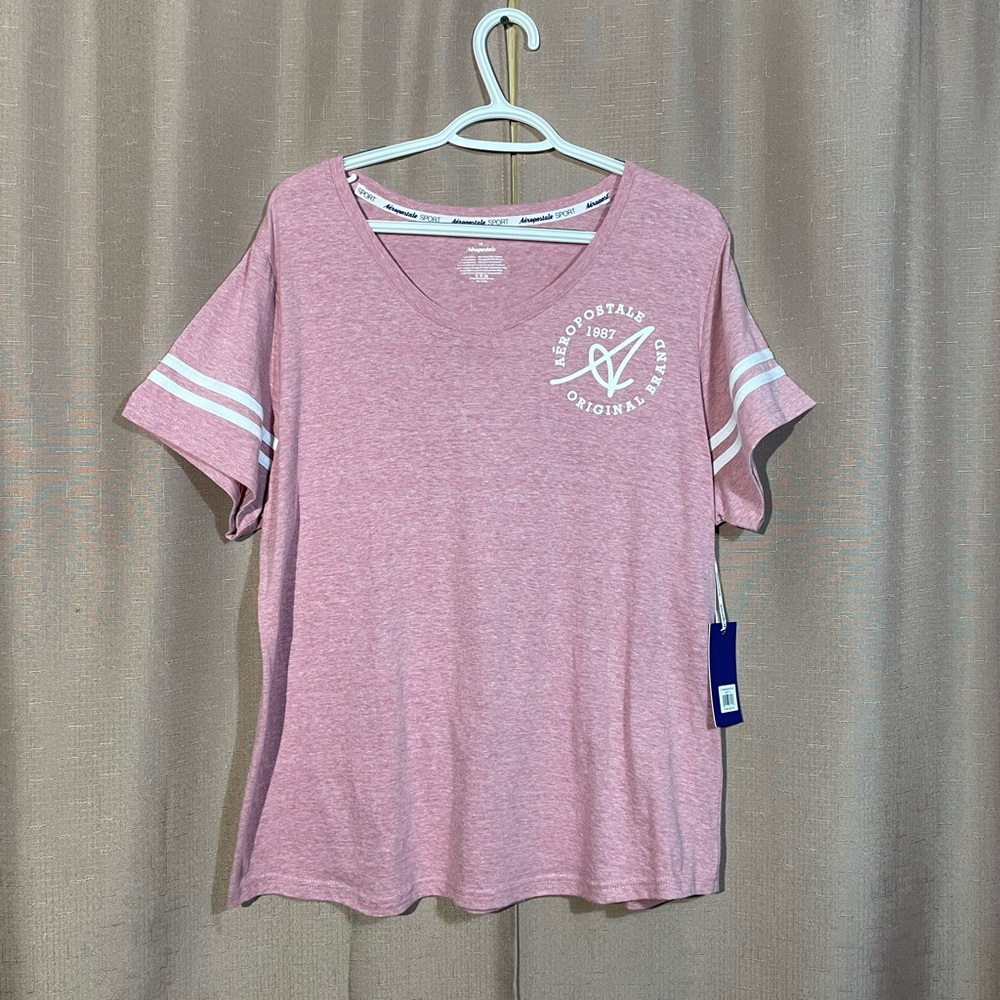 NWT Aeropostale 1X Heathered Pink Short Sleeve Tee - Picture 1 of 5